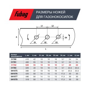 Нож для газонокосилок FUBAG 53 см (21")  в Калуге фото