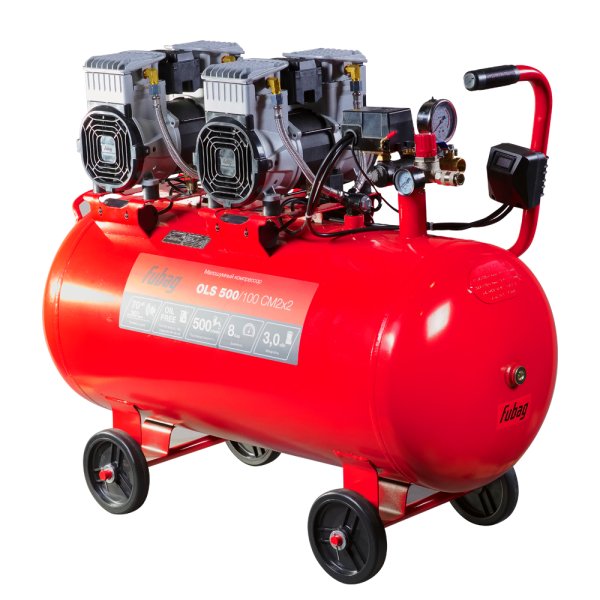 Компрессор воздушный безмасляный малошумный FUBAG OLS 500/100 CM2х2 + Набор пневмоинструмента (5 предметов) в ПОДАРОК в Калуге фото