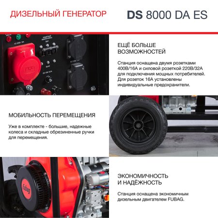 FUBAG Дизельный генератор (трехфазный) с электростартером и коннектором автоматики DS 8000 DA ES в Калуге фото
