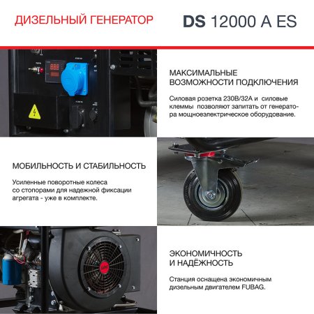 FUBAG Дизельный генератор с электростартером и коннектором автоматики DS 12000 A ES в Калуге фото